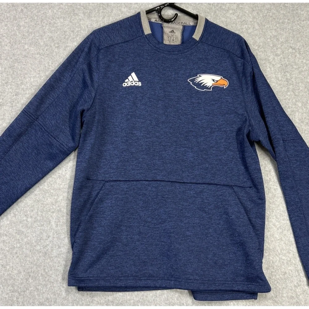 Adidas Sweatshirt Baseball  Blue Pullover Mens M Long Sleeve Athletic w/ Pocket‎